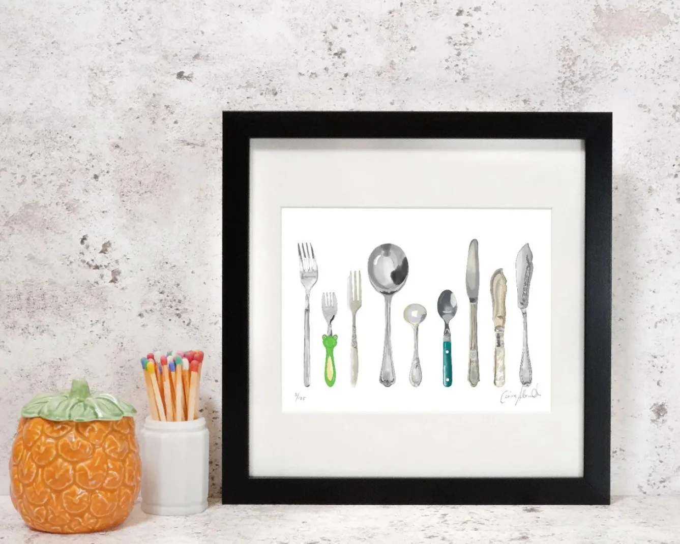 Corinne Alexander Art-A Handful of Cutlery Framed Print by