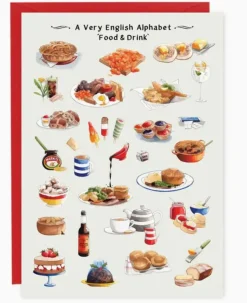 Yeti Greeting Cards-A Very English Alphabet Food & Drink Greeting Card