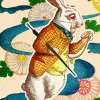 Madame Treacle Greeting Cards-Alice In Wonderland - White Rabbit Fandangle Greetings Card