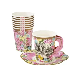 Talking Tables Picnic|Tea-Alice in Wonderland Teacups & Saucer Set - 12 pack