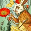 Madame Treacle Greeting Cards-Alice In Wonderland White Rabbit in the Poppy Garden Greetings Card