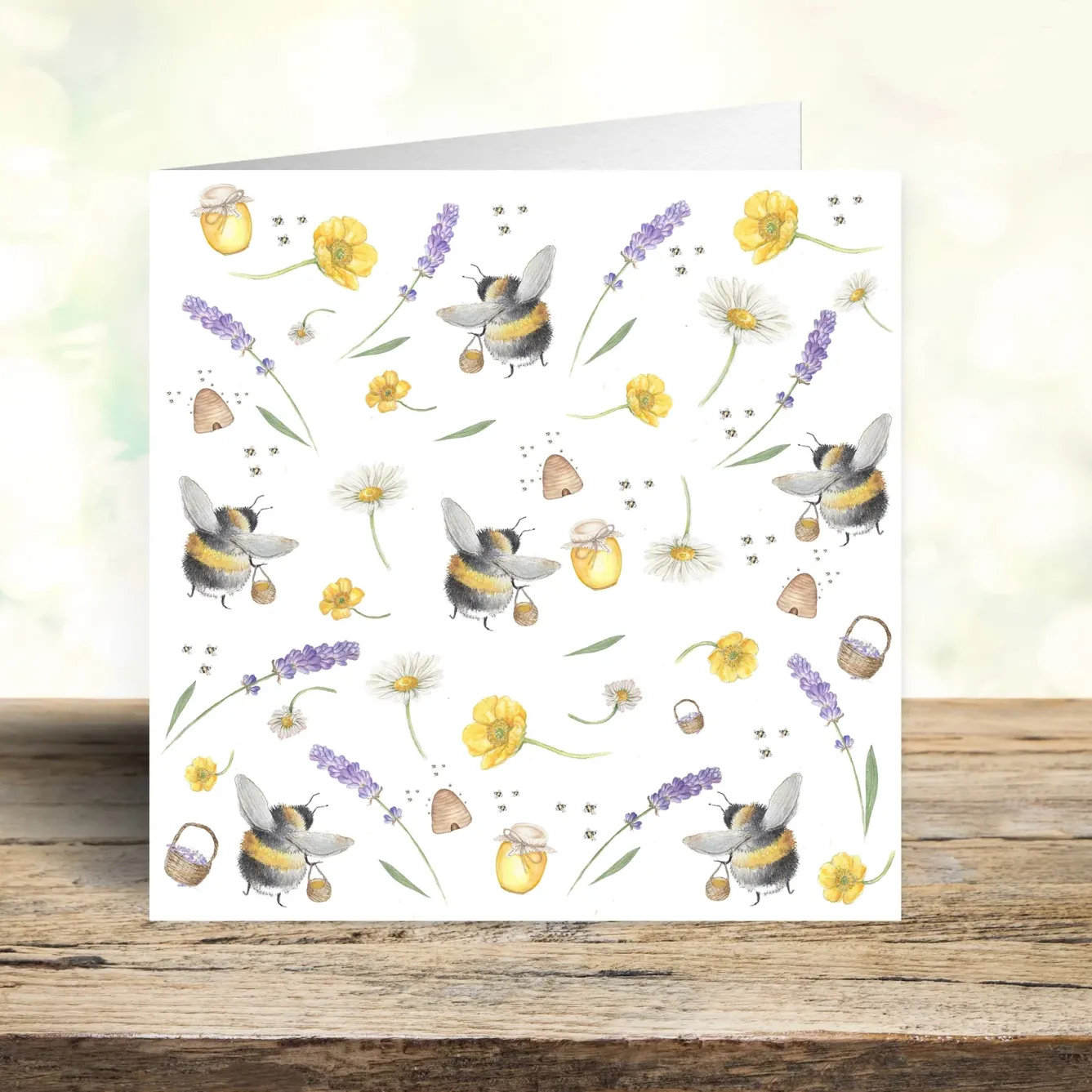 West Country Designs Greeting Cards-Bee & Lavender Art Card