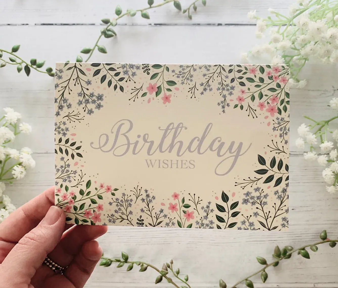 Becky Amelia Greeting Cards-Birthday Wishes Meadow Greeting Card