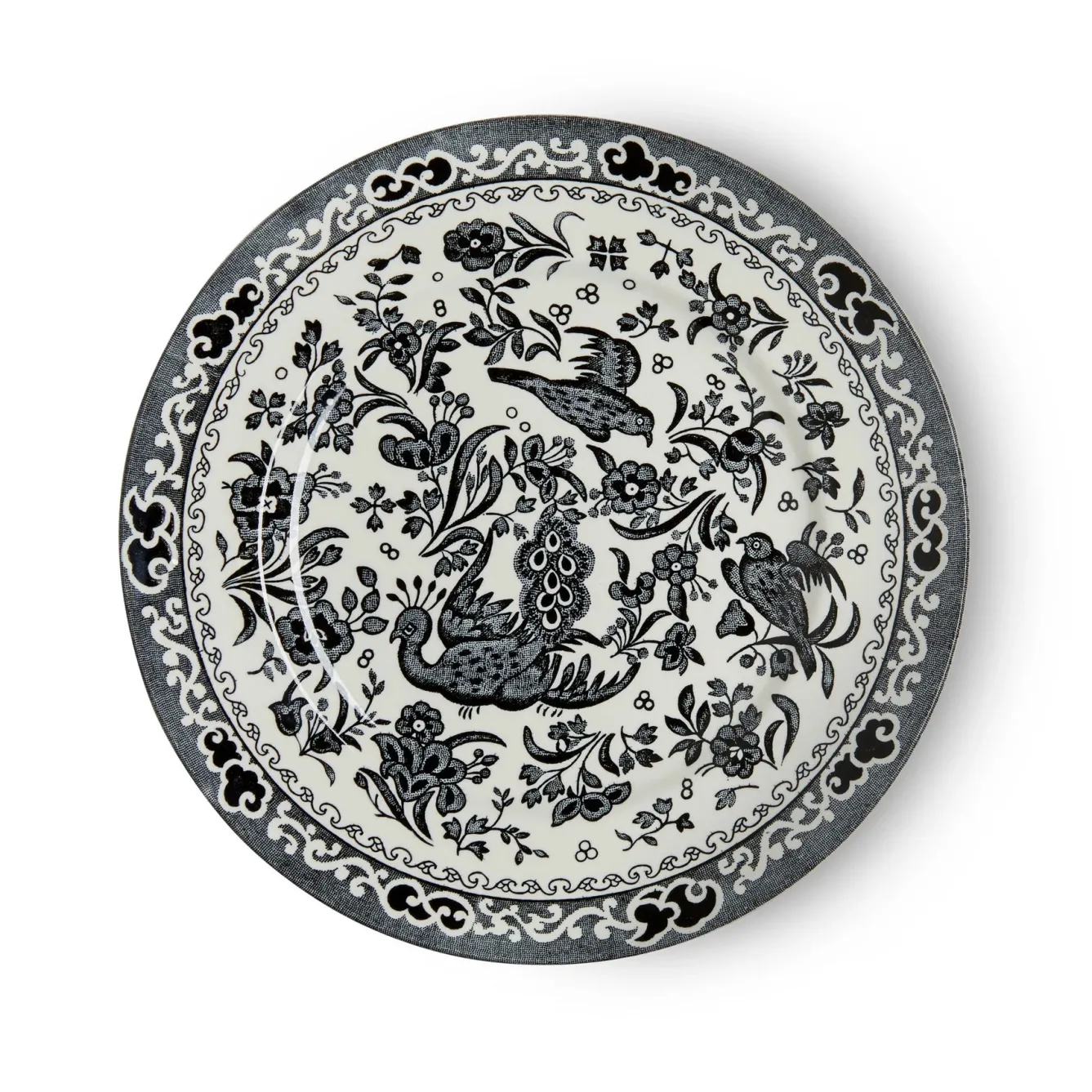 Burleigh Plates-Black Regal Peacock Plate 7 in