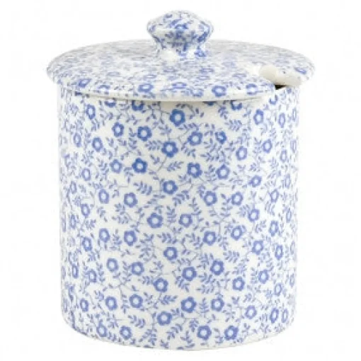 Burleigh Jam Pots-Blue Felicity Covered Jam/Sugar Pot