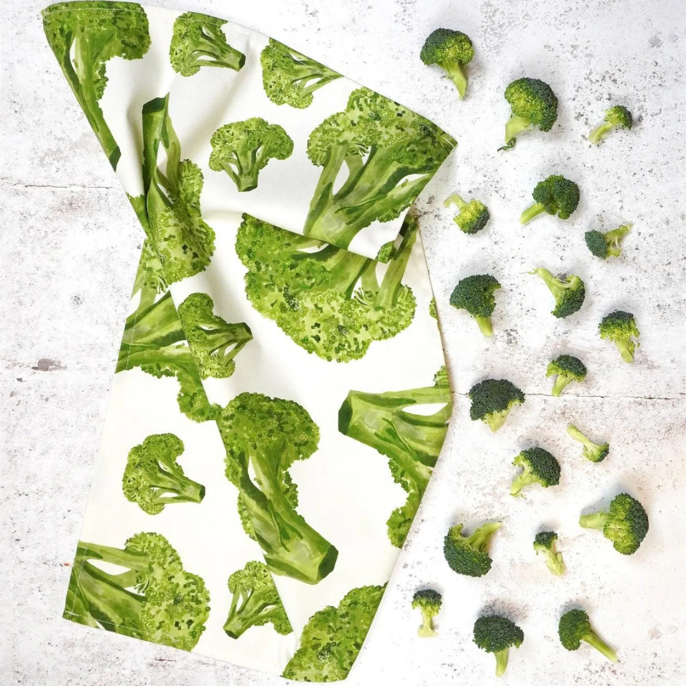 Corinne Alexander Tea|Tea Towels-Broccoli Tea Towel by