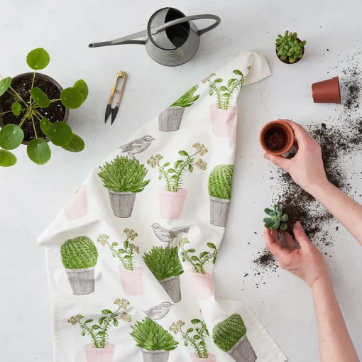 Thornback & Peel Tea|Tea Towels-Cactus & Bird Tea Towel
