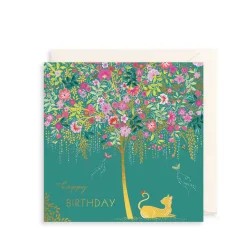 The Art File Greeting Cards-Cat & Tree Greeting Card by Sara Miller