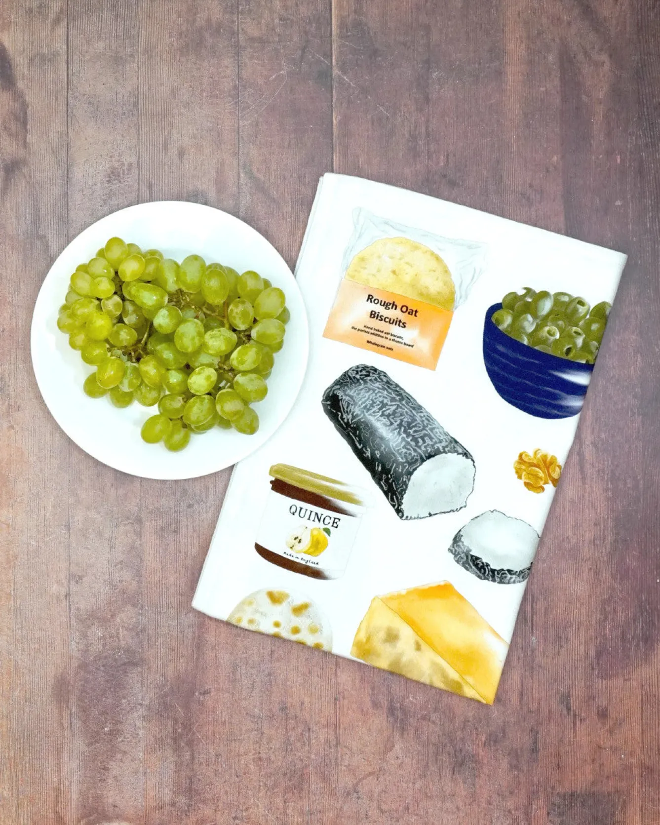 Corinne Alexander Tea|Tea Towels-Cheese Board Tea Towel by