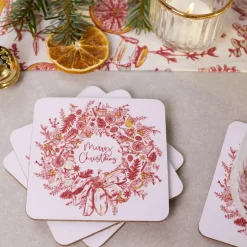 Victoria Eggs Coasters-Christmas Wreath Set of 4 Coasters