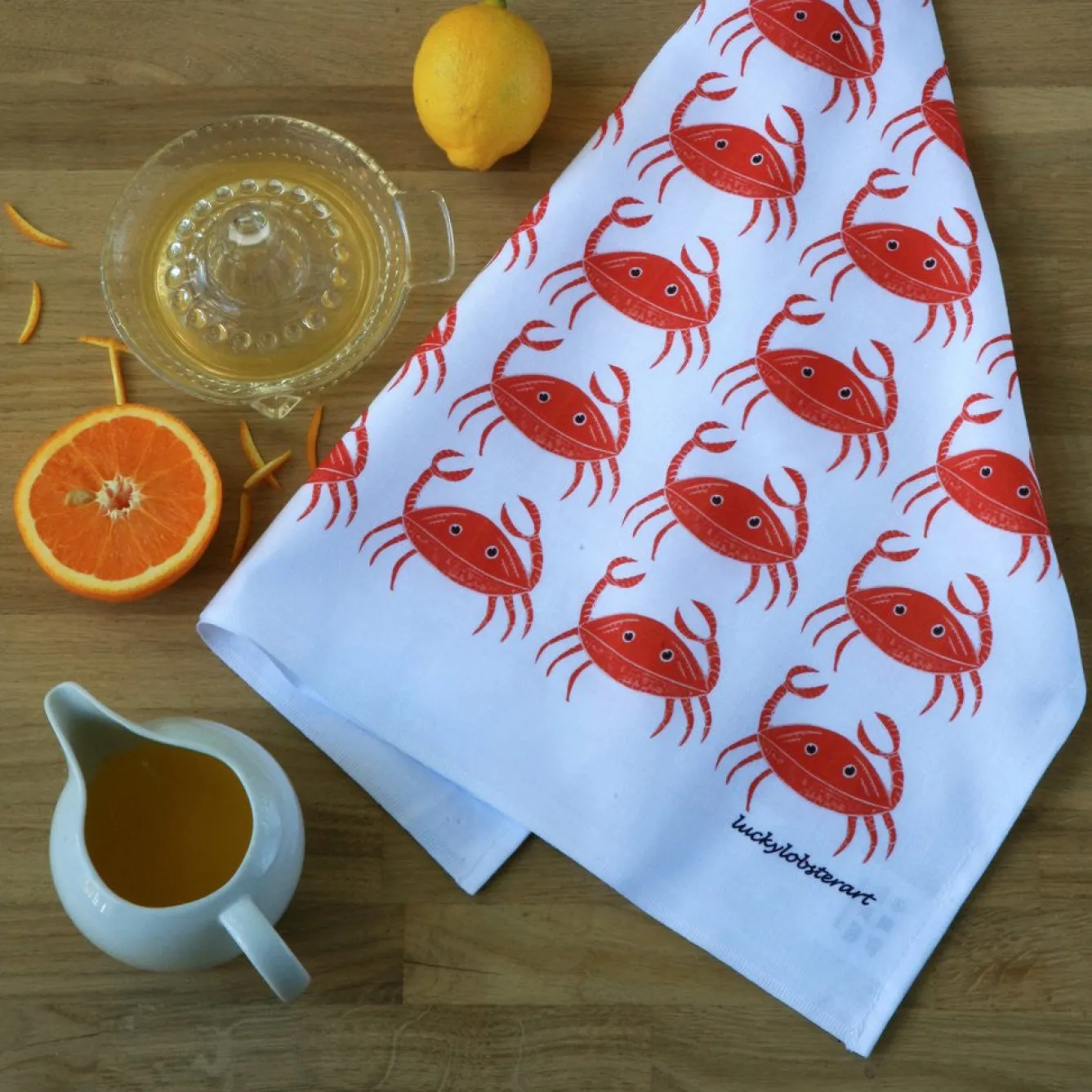 Lucky Lobster Tea|Tea Towels-Crab Tea Towel
