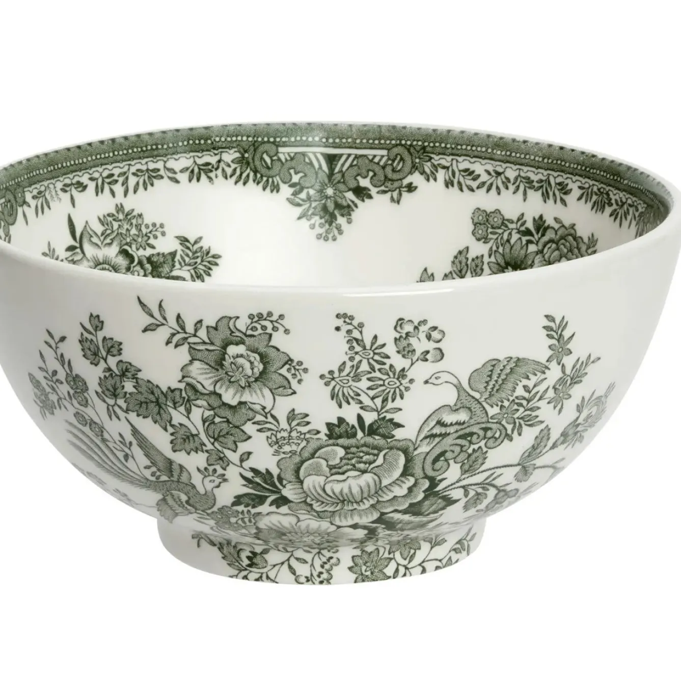 Burleigh Bowls & Dishes-Dark Green Asiatic Pheasants Medium Footed Bowl