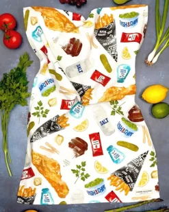 Corinne Alexander Father's Day|Tea-Fish & Chip Tea Towel by