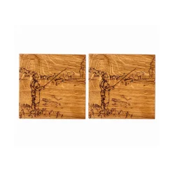 Selbrae Father's Day|Tea-Fishing Oak Coasters- Set of 2