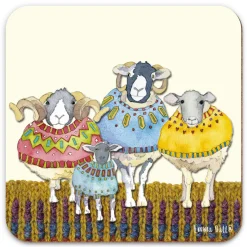 Emma Ball Coasters-Four Sheep in Sweaters Coaster