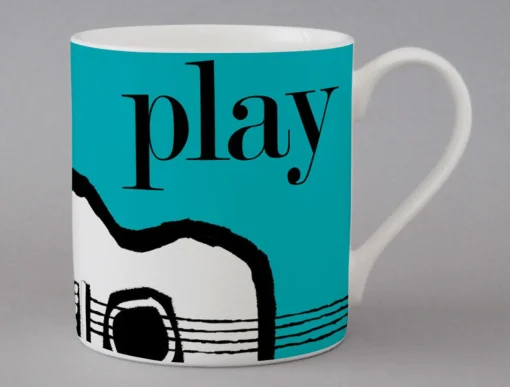 Repeat Repeat Whimsical-Graphic Guitar Mug - Blue
