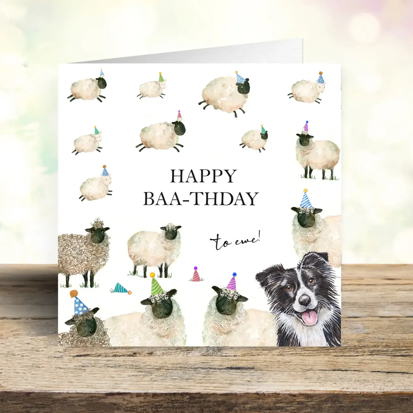 West Country Designs Greeting Cards-'Happy Baa-thday' Sheep and Sheep Dog Card