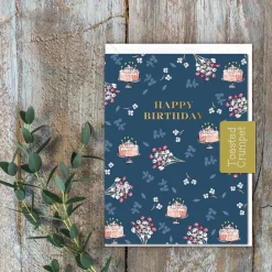 Toasted Crumpet Greeting Cards-Happy Birthday - Birthday Cake & Candles - Greetings Card