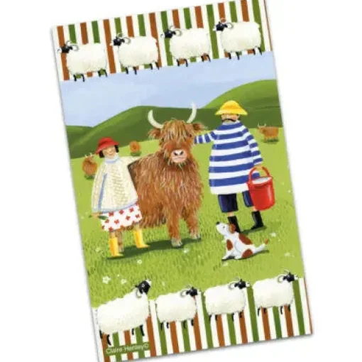Emma Ball Tea|Tea Towels-Highland Cow Adventures Tea Towel