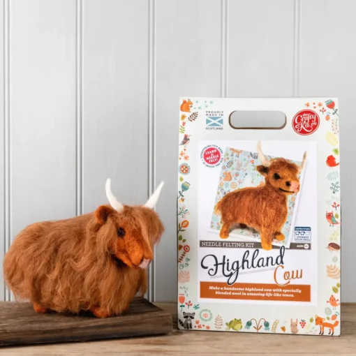 The Crafty Kit Co. Crafts|Children-Highland Cow Needle Felting Craft Kit
