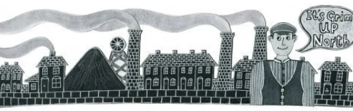 Moorland Pottery Whimsical|Places-It's Grim Up North Mug by
