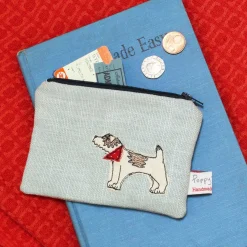 Poppy Treffry Storage|Bags-Jack Russell  Embroidered Flat Coin Purse