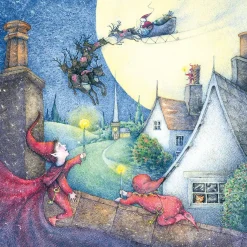 Moongazer Cards Christmas Cards|Greeting Cards-Little Elves in Suits of Red Greeting Card
