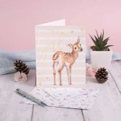 Wrendale Designs Greeting Cards|Children-Loved Deerly - It's a Girl Greetings Card