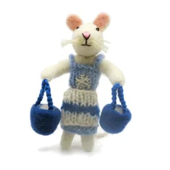 Amica Felt Christmas Decorations|Christmas-Mouse Maid a Milking Felt Decoration