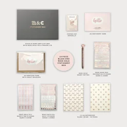 Notes & Clips Stationery-Notes & Clips Blush & Rose Gold Stationery Box
