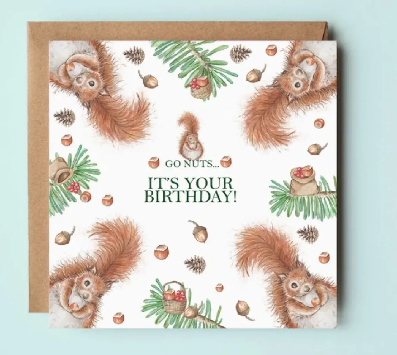 West Country Designs Greeting Cards-Nutty Squirrels Birthday Card