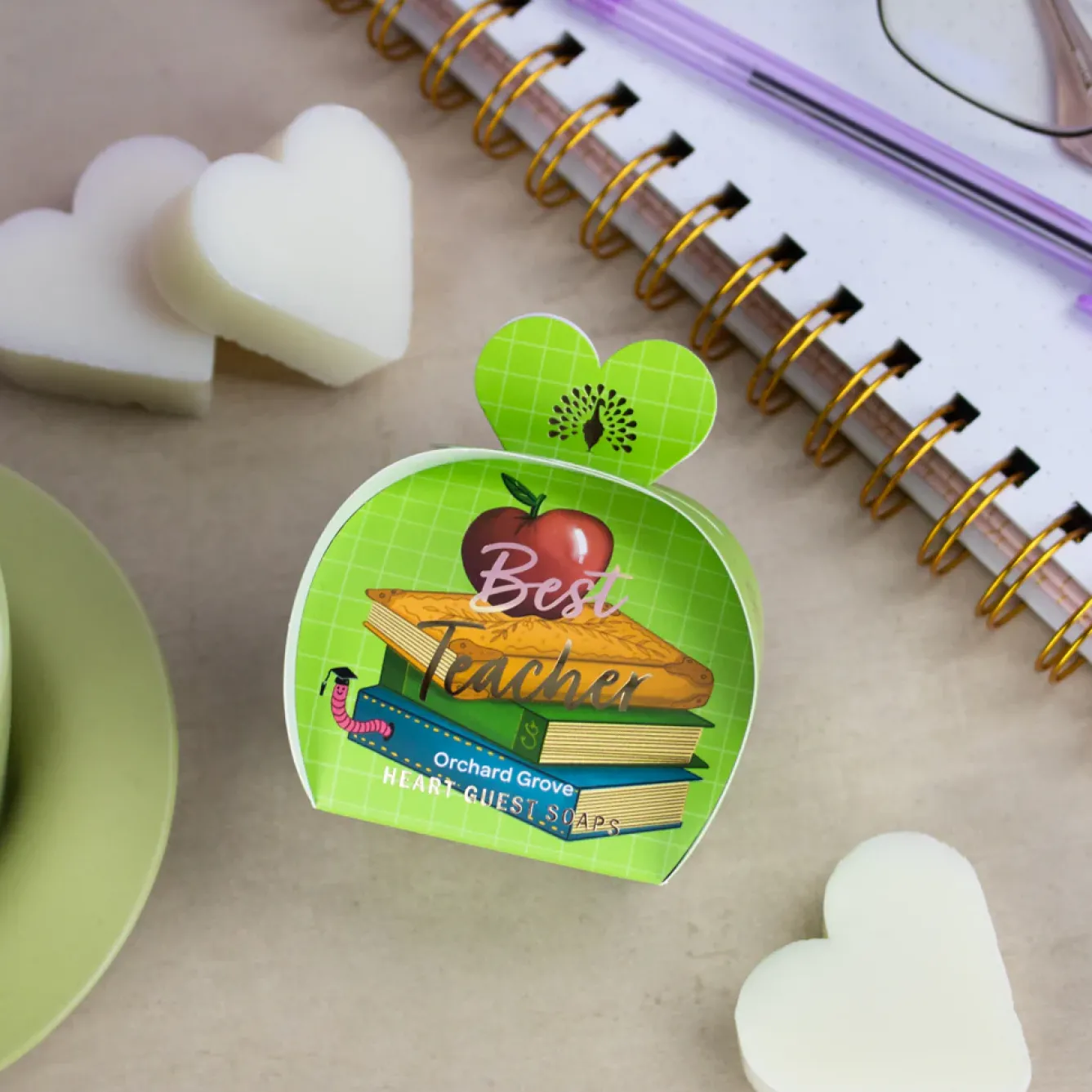 English Soap Company Soaps & Lotions-Occasions Orchard Grove Best Teacher Heart Guest Soaps