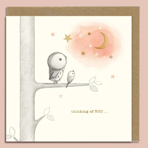 Ginger Betty Greeting Cards-Owl, Bird & Moon Greeting Card