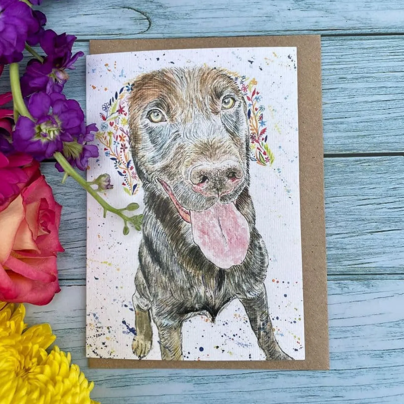 Jen Winnett Greeting Cards-Ozzy The Labrador Eco-Card