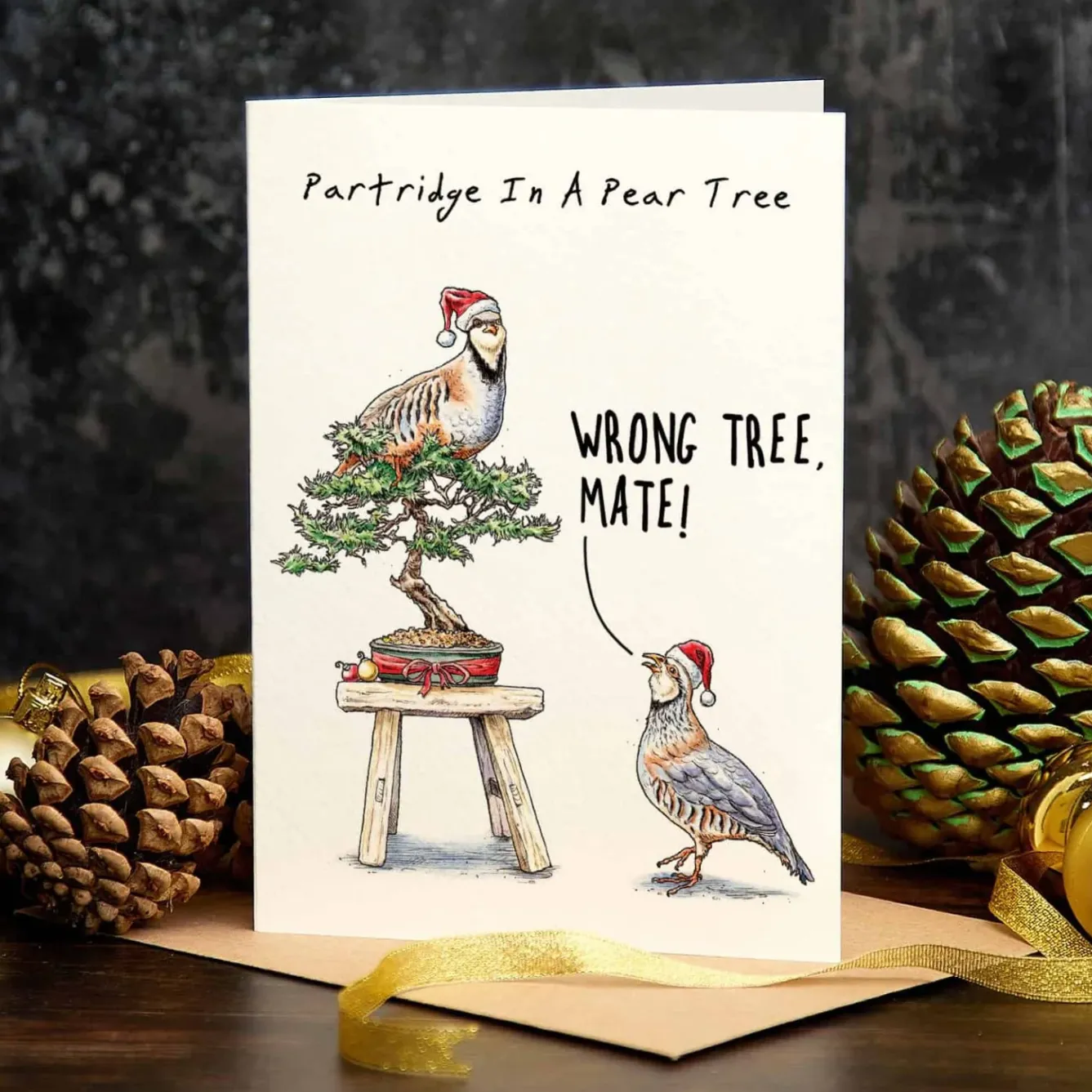 Bewilderbeest Christmas Cards|Christmas-Partridge in a Pear Tree Christmas Greetings Card