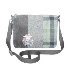 Earth Squared Bags Bags-Plum Tweed Cat Applique Messenger Bag