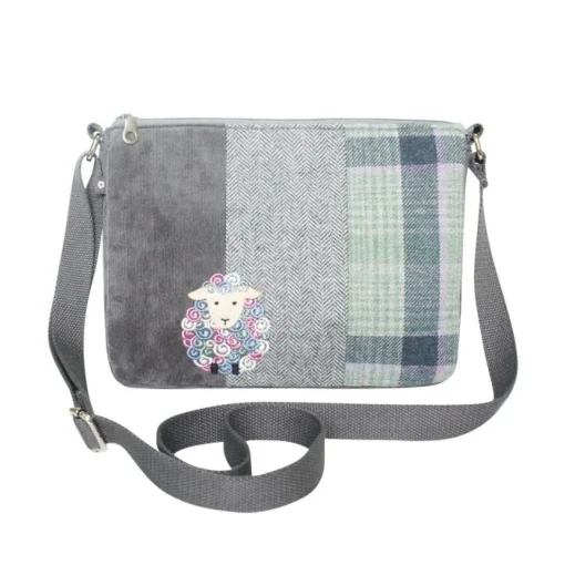 Earth Squared Bags Bags-Plum Tweed Cat Applique Messenger Bag
