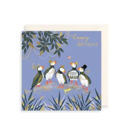 The Art File Greeting Cards-Pufffins in Crowns Greeting Card