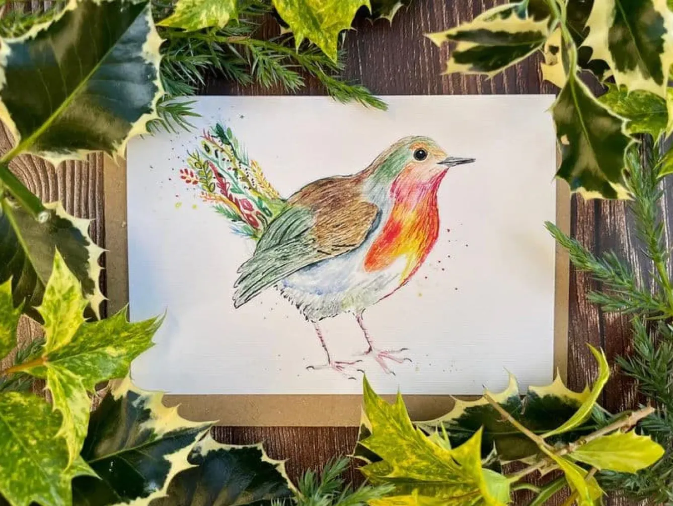 Jen Winnett Greeting Cards-Robbie the Robin Blank Greetings Eco Card