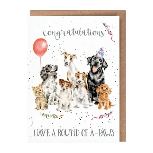Wrendale Designs Greeting Cards-'Round of A-Paws' Birthday' Dog Congratulations Greetings Card