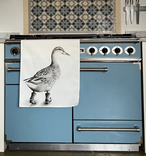 Katherine Sheard Designs Tea|Tea Towels-Runaway Duck Tea Towel