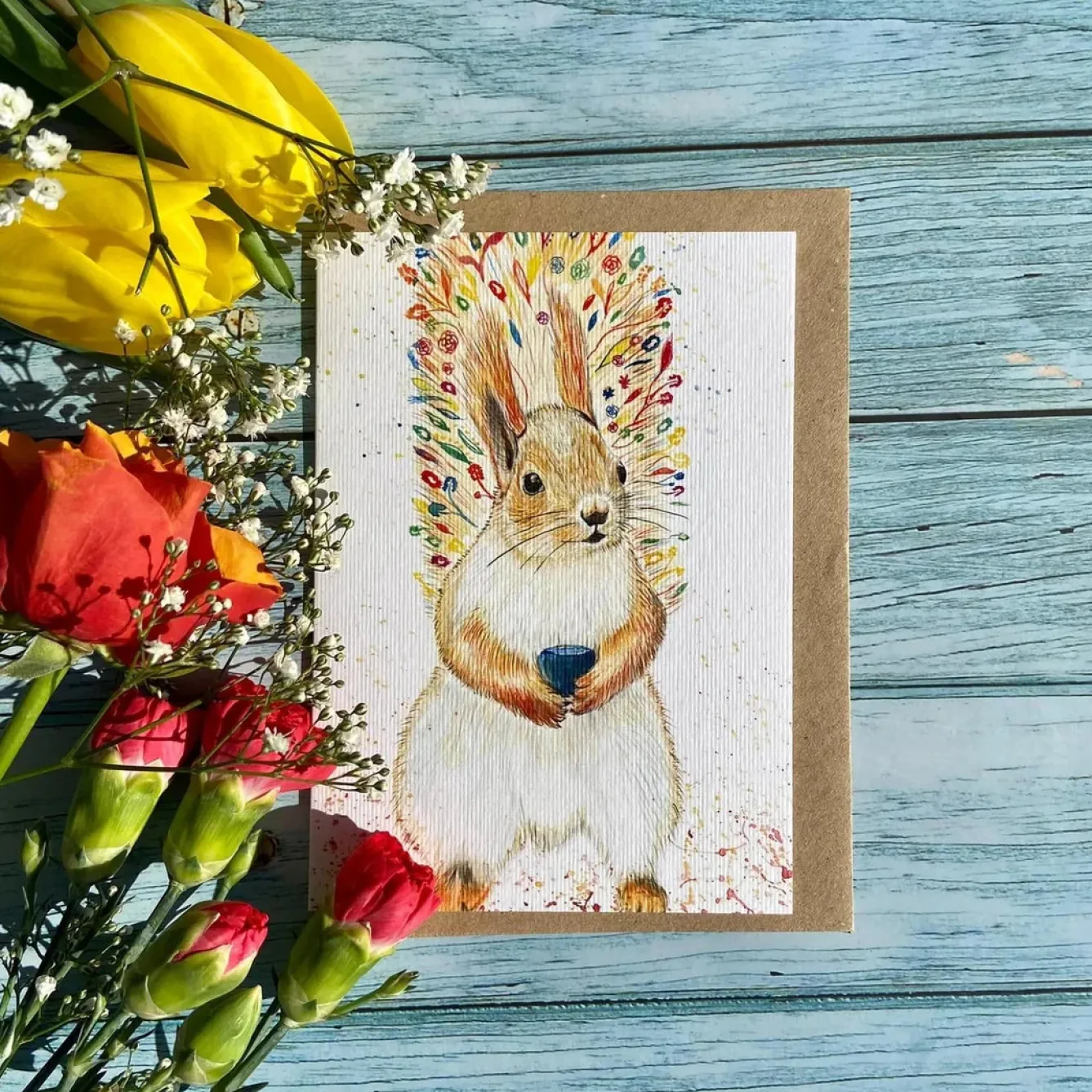 Jen Winnett Greeting Cards-Sammy the Squirrel Eco-Card