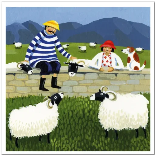 Emma Ball Greeting Cards-Scottish Sheep Greetings Card