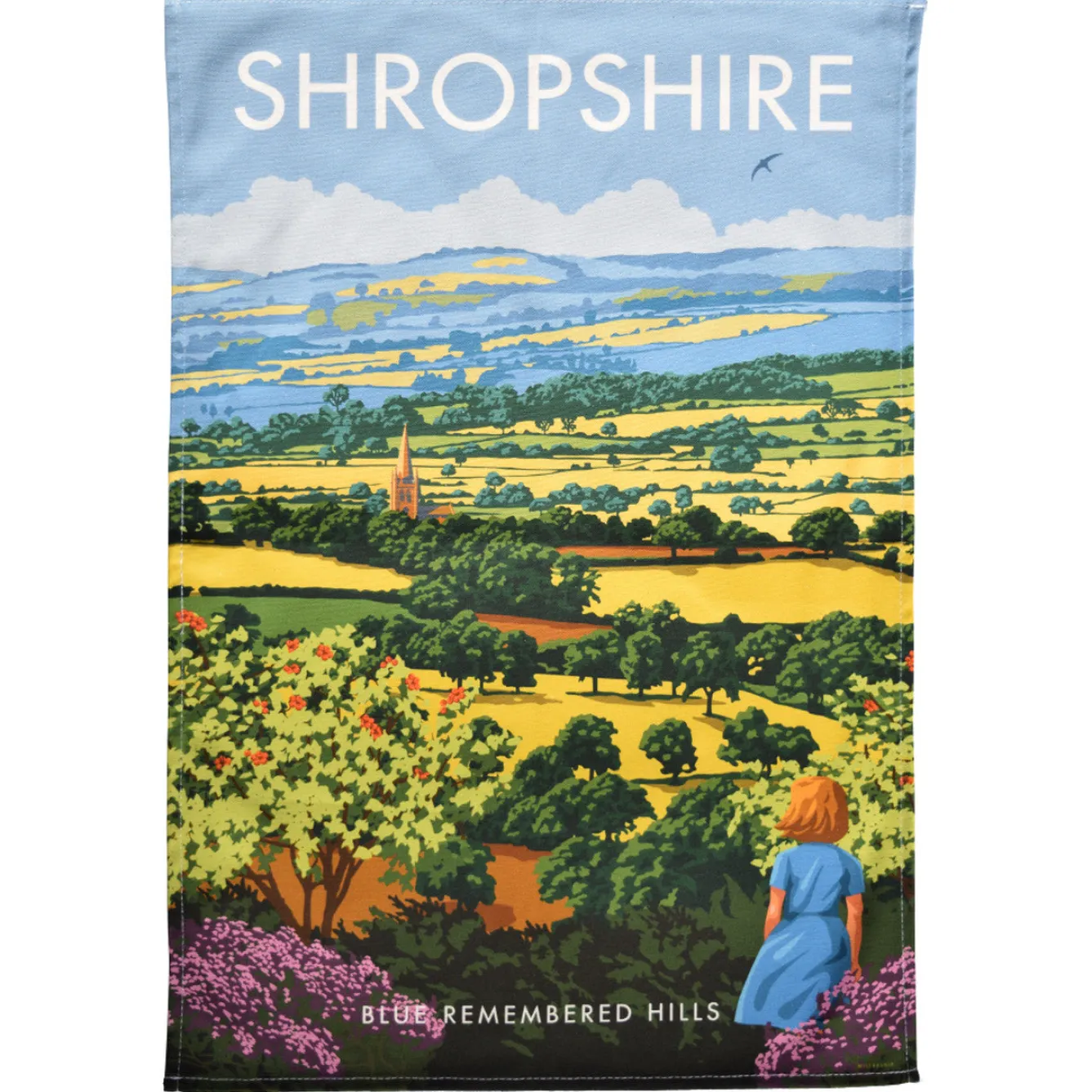 Town Towels Tea|Tea Towels-Shropshire Blue Remembered Hills Tea Towel