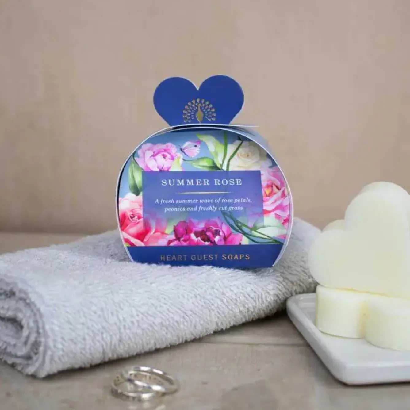 English Soap Company Soaps & Lotions-Signature Summer Rose Heart Guest Soaps