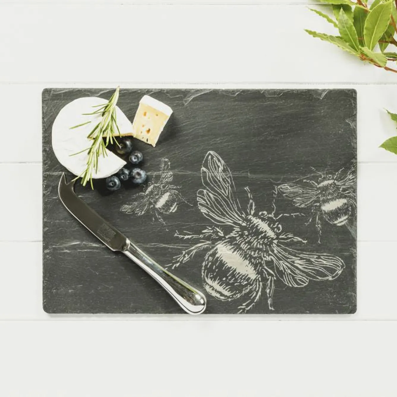 Selbrae Serving Plates & Boards-Slate Cheese Board & Knife Set - Bee