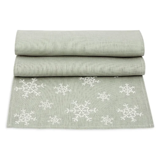 Ulster Weavers Table Runners-Snowflake Linen 85in Table Runner