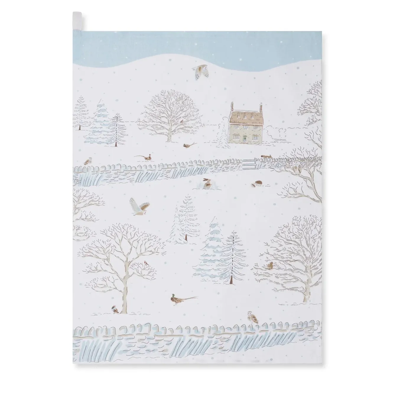 Sophie Allport Seasonal Decor-Snowy Cottage Scene Tea Towel
