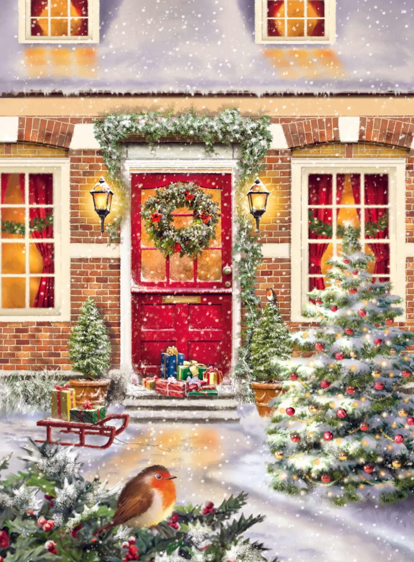 Alison Gardiner Christmas|Advent-Snowy Village Advent Calendar Card
