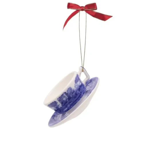 Spode Christmas Decorations-Blue Italian 3 Piece Tea Set Ornaments